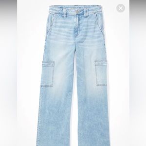 AE Dreamy Drape Drape Stretch Super High-Waisted Cargo Baggy Wide Leg Jean